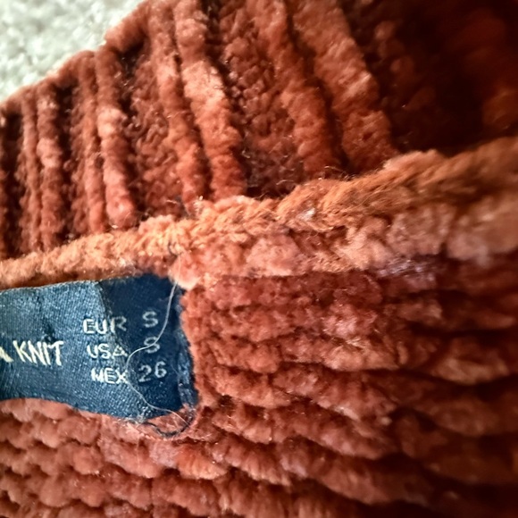 ZARA Women’s Oversized Chenille Knit Sweater Small – Rust Orange – Cozy & Chunky - Picture 4 of 6